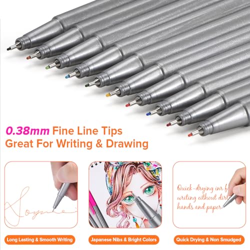 Niutop 663306 Cute Colored Pens, 10-Color Aesthetic Felt Drawing Pens Fine Tip Markers, Bible Accessories Journaling Marker Pen Set thumb #2