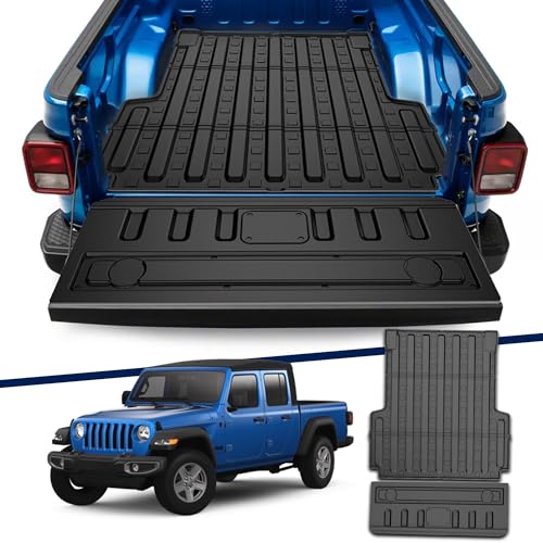 Truck Bed Mat Compatible with 2020-2026 Jeep Gladiator JT Bed Mat Tailgate Liner TPE Replacement for 2020 2021 2022 2023 2024 2025 2026 Jeep Gladiator Accessories(Truck Bed Liner+Tailgate Mat)