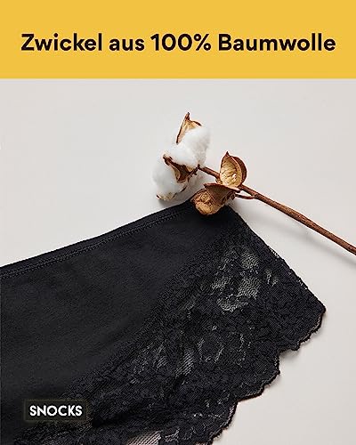 Damen Hipster Slips aus Spitze in Schwarz von Snocks