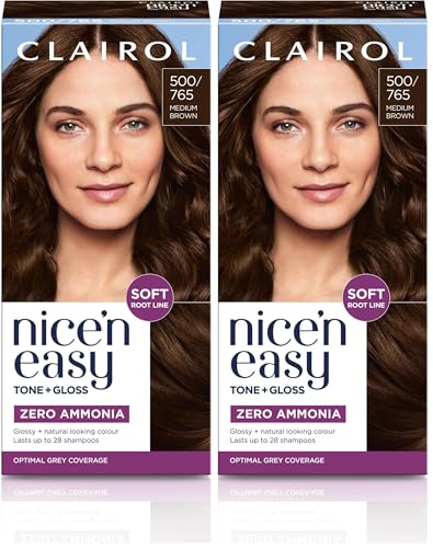 Image of Clairol Nice'n Easy Tone+Gloss Semi Permanent Hair Dye - 500/765 Medium Brown (Pack of 2)