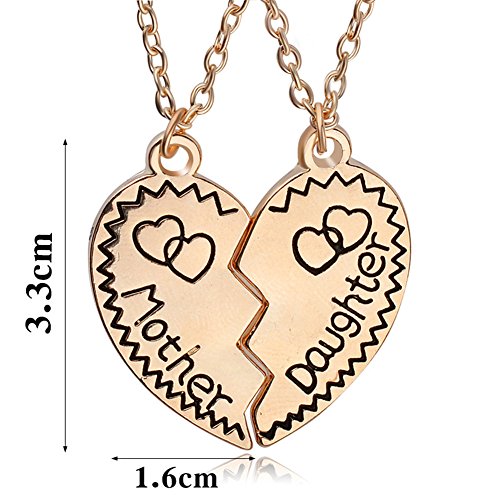 Polytree 2pc Mother Daughter Split Heart Charm Pendant Necklaces for Mom2