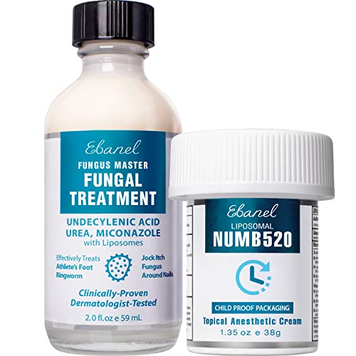 Ebanel Bundle of Fungus Treatment 2 Oz, and Lidocaine Numbing Cream