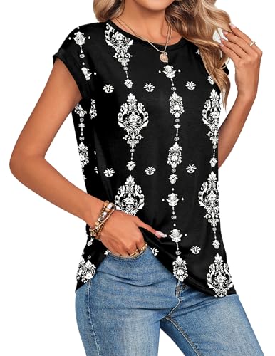 Image of Zeagoo Womens Tops Summer Casual Cap Sleeve Tshirts Shirts Business Dressy Spring Fashion Outfits Trendy Clothes