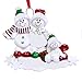 Personalized Family of 3 Snowman on Sled Christmas Ornament 2021