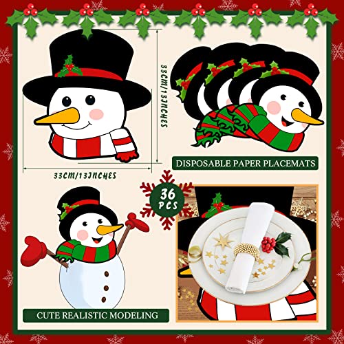 Jogo americano de papel de natal 36 peças de natal poinsétia flores jogos americanos de natal boneco