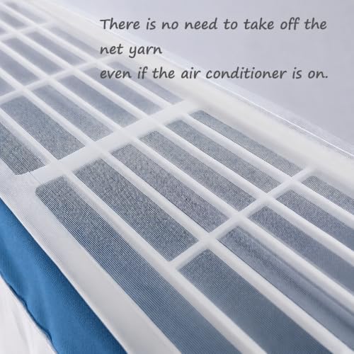 Image of Premium Cotton Net AC Cover for 1.5-2 Ton Split Air Conditioner | Dust Protection AC Indoor Unit Cover for Summer | Embroidered & Printed | Pack of 1 (Blue Flower)