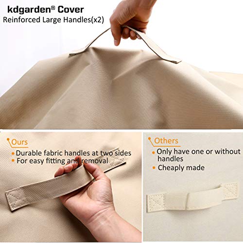 kdgarden Outdoor Round Patio Table and 6 Chairs Set Cover, Heavy Duty Waterproof 600D Large Furniture Set Cover for All Weather Protection, 84" Dia x 30" H, Beige Brown - Thumbnail 6