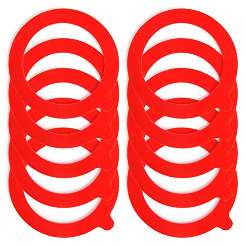 Spesh 10 Pcs Jar Seals Replacement 93x68mm Silicone Sealing Gaskets Airtight Rubber Seal Rings for Clip Top Jars 0.35/0.5/1/1.5/2 Litre(Red)