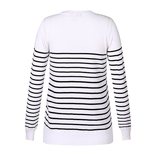Richie House Girls' Striped Cotton Pullover Sweater with Hot Drillings RH25852