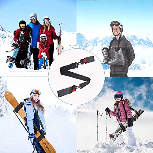 Ski Straps & Pole Carrier - Shoulder Sling Protector Holders, 2 Pack Adjustable Anti Scratches Skiing and Backcountry Gear Boots Transportation Easy Tool Hands-Free Ski Accessories for Kids Women Men