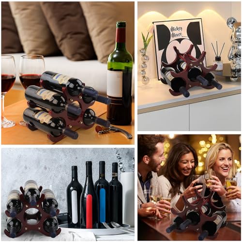 Soporte para botellas de vino de madera color rojo miniatura 7