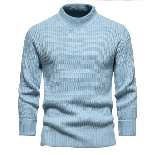 Knitted Sweaters for Men Autumn Winter Long Sleeve Warm O-Neck Pullovers Mens Sweaters Blue Asian Size M