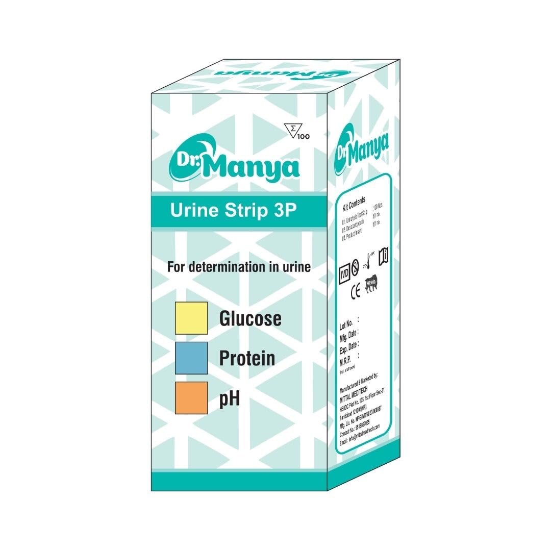 Dr. Manya Urine Test Strips for Glucose, Protein & pH – 3 Parameter | Pack of 100 Strips | Easy Home Test for Kidney & Diabetic Health Monitoring-picture-29