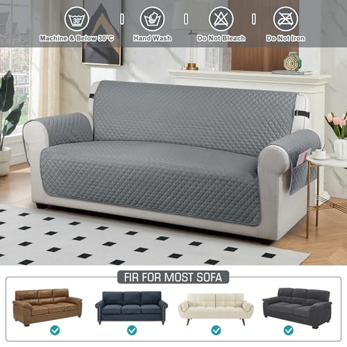 Image of TAOCOCO Sofa Covers 3 Seater,Settee Covers,Sofa Slipcovers,Pet Couch Covers,Non Slip Sofa Covers,Washable Sofa Protectors for Dogs(Dark Grey)