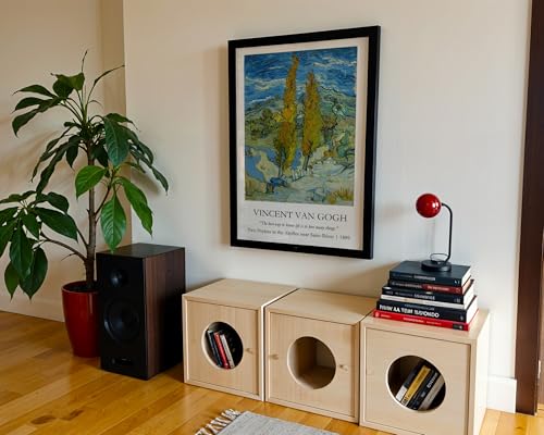 Image of Waltractive Vincent Van Gogh Paintings Framed Poster with Beautiful Quotes - Available in 33x22 and 48x33 CM - Classic Art Poster with sleek Black Frame - Elegant Home and Office Decor (Two Poplers in the Alpilles, 9x13 Inch, Framed)