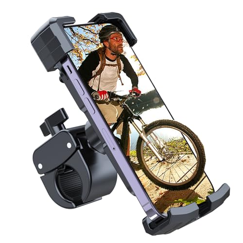 DGJOYZEE Motorcycle Phone Mount, Bike Phone Holder with Wind Anti-Shake Bicycle Scooter Phone Mount Fit for 5.2-7.2