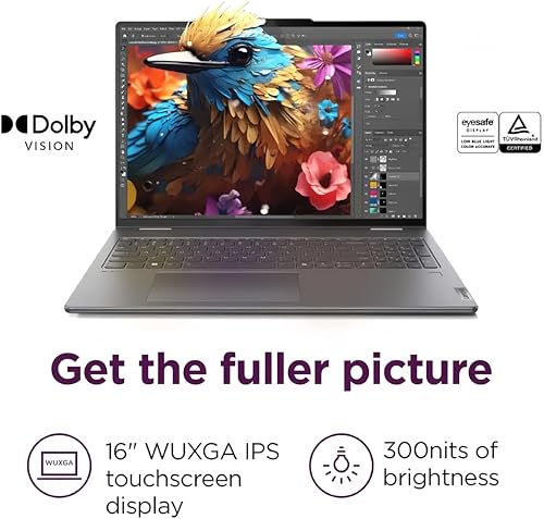 Image of Lenovo Yoga 7 16 Inch WUXGA IPS Touchscreen 2-in-1 Convertible Laptop, Copilot AI PC, Intel Core Ultra 7 155U, 16GB LPDDR5X, 2TB SSD, Backlit Keyboard, Fingerprint Reader, Webcam, Windows 11