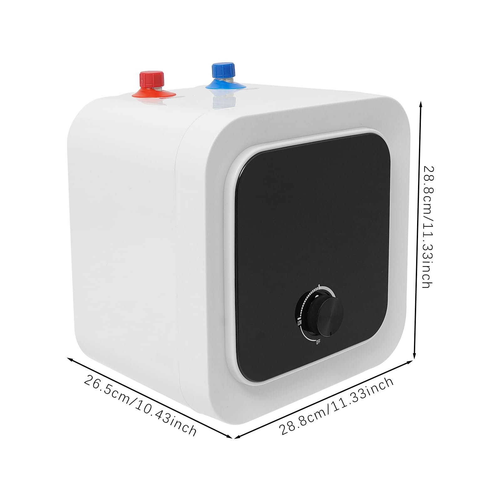 Scaldabagno elettrico istantaneo 8L sottopiano, serbatoio acqua calda 1500W con regolatore di temperatura tubi riscaldanti in acciaio inox 316, scaldabagno per cucina e bagno, protezione IPX4, bianco