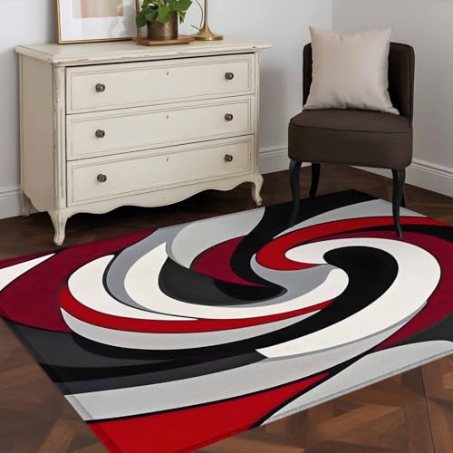 Tapete rectangular rojo y negro 2.7x5ft no resbaladizo miniatura 4