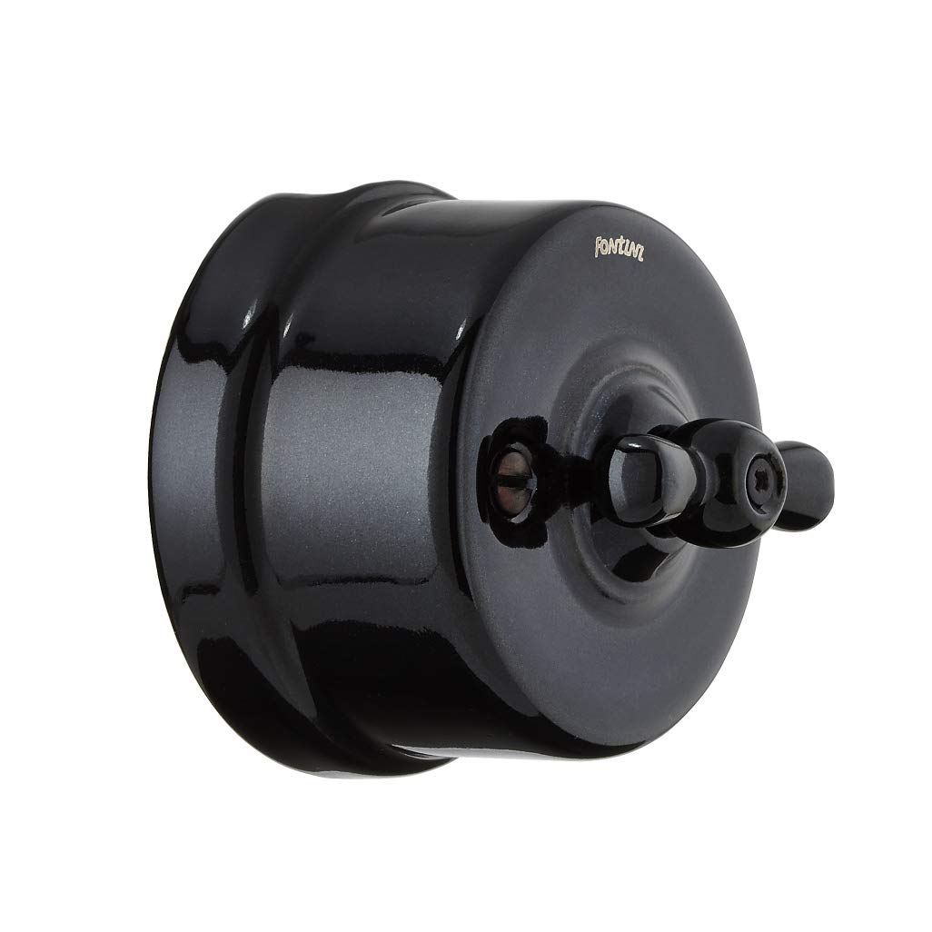 fontini – Commutateur 10 A 250 V porcelaine noir pack