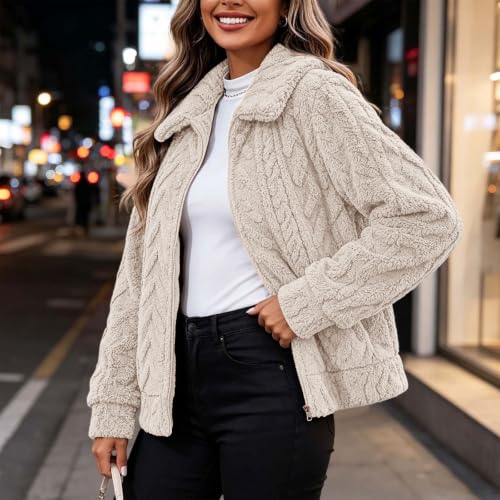 Cethrio Checkered Sherpa Jacket Sherpa Jacket Women Collared Full Zip Fleece Jackets Winter Fuzzy Outwear Fall Outfits 2026 Chaquetas De Mujer Elegantes Plus Size Capsule Wardrobe - image 6