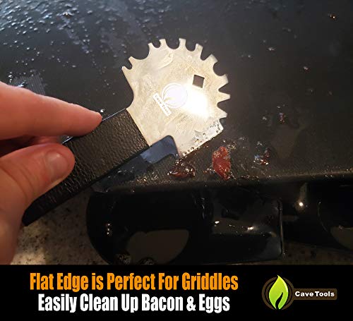 image for Cave Tools Bristle-Free Metal Grill & Griddle Scraper - Includes Bottl
