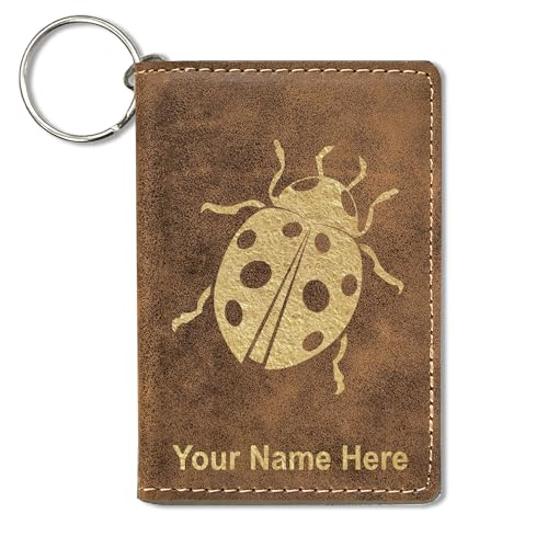 LaserGram ID Holder Wallet, Ladybug, Personalized Engraving Included (Rustic)