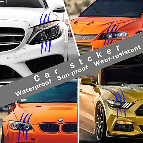 Gseigvee 2 Piece Car Decal Sticker,Claw Marks Headlight Marks Decal,Vinyl Car Exterior Accessories Decal Uniserval Fit Blue #TOP4
