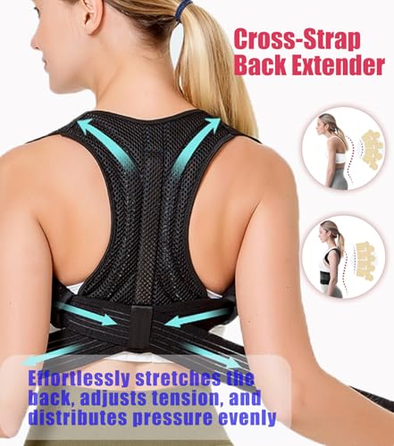 Image of Posture Corrector for Women & Men Adjustable Lightweight Upper Back Brace Support Improve Posture Support Belt for Scoliosis Pain Relief From Shoulder Back Correct Hunchback(Black,Medium)
