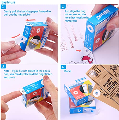 250 Pack Of 1/4 Inch Reinforcement Labels, Self-Adhesive Reinforcement Ring Labels For Repairing And Strengthening Punched Holes (Transparent) #TOP3