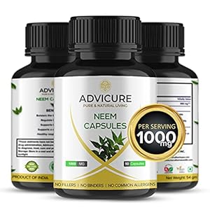 Advicure Pure Veg Capsules Pack Natural Ayurvedic Supplement Tablets for Men Women (Neem, 90 Count)