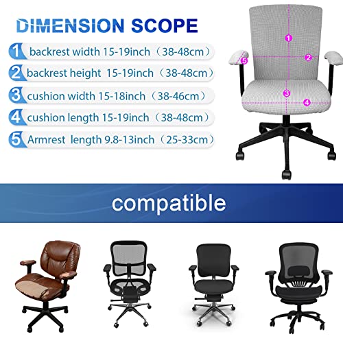 Tallew Office Chair Covers Set Computer Universal Protective Stretchable Seat Desk Armrest Slipcovers Pads Cushion Backrest For Boss Rotating Chairs (Silver Gray, 4 Pcs) #TOP2