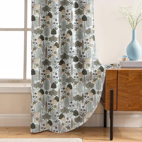 Image of LINENWALAS Pichwai Printed 100% Blackout Curtains for 7 Feet Door Set of 2 Panels, Thermal Insulated, Noise Reducing Luxury Drapes, Heritage Art Inspired Premium Curtains for Living Room (White)