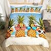 Pineapple Quilt Cover Queen Size Yellow Geometric Pineapple Duvet Cover for Girls Kids Teens Bedding Set Seaside Beach Theme Comforter Cover Fruit Printed Bed Cover Soft Lightweight Bedspread Cover 51Ey94WVd0L. SS100
