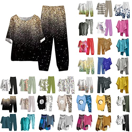 Conjunto de dos piezas para mujer informal con camiseta y pantalón cómodo 2