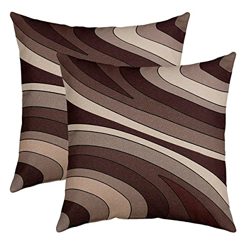 Housse de coussin pour rénover canapé motif géométrique marron 55 cm