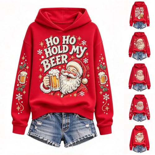 Womens Christmas Sweathirt Baggy Casual Hooded Crew Neck Oversized Hoodies - image 1