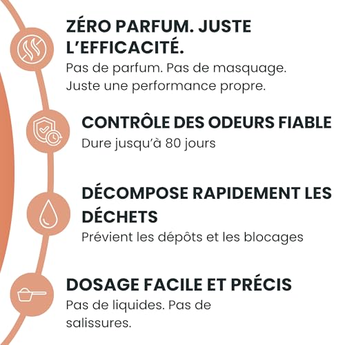 Traitement réservoir eaux usées décompose déchets neutralise odeurs 500g - 4