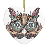 buho africano cetreria Versátil: esta elegante y versátil decoración de Navidad de cerámica en forma de corazón se puede colgar en tu árbol de Navidad, chimenea, ventana, sala de estar o coche. Es un regalo ideal para niños, familiares y amigos.