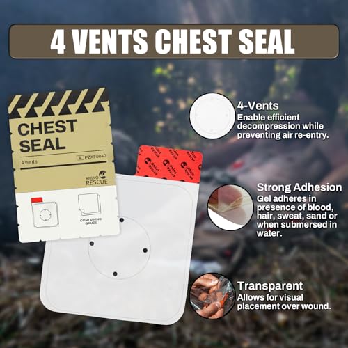 Image of RHINO RESCUE Vented Chest Seal, IFAK Refill First Aid Supplies (2 Count) (Pack of 2)