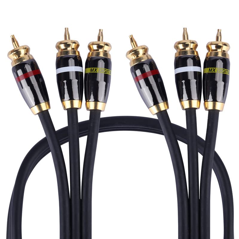 Image of MX Locking System 3 RCA Male TO 3 RCA Male Plug Cord WITH GOLD Plated For Television (Newly Designed HOUSING Structure) 1.5M
