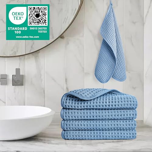 Polyte - asciugamano viso in microfibra anti-pelucchi - tessuto a nido d'ape - 33 x 33 cm - set 4 pezzi - immagine 6