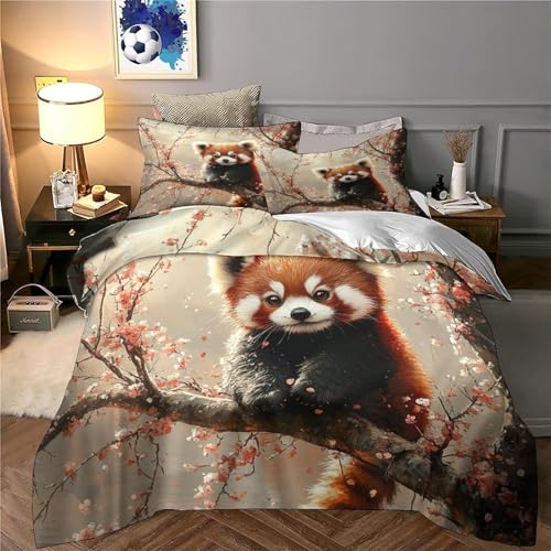 Linge de lit imprimé 3D Rouge Panda en microfibre de qualité supérieure - 6
