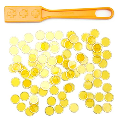 Magnetic Bingo Wands and Translucent Chips|Easy to Pick Up Bingo Chips|STEM Kits for Learning, Counting|Yellow 100 Chips