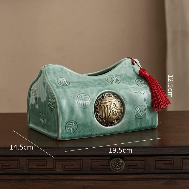 Scatola di fazzoletti per il soggiorno, decorazione cinese, decorazione per la casa, in carta ceramica (C)