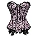 Zhitunemi 815 Women's Lace Through Top Floral Overbust Corset Waist Cincher Bustier Large Pink