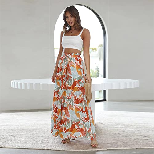 ODIZLI Women Palazzo Wide Leg Pant with Pockets Casual Loose Flowy Pants Solid Color/Floral Print4