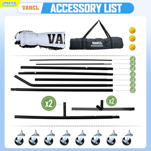 Badminton Pickleball Net with Wheels Movable, Deluxe Heavy Duty Pickleball Net System 22 Feet Pickleball Net for Driveway, Adjustable Strong Nylon Net Pickleball Net Portable Outdoor