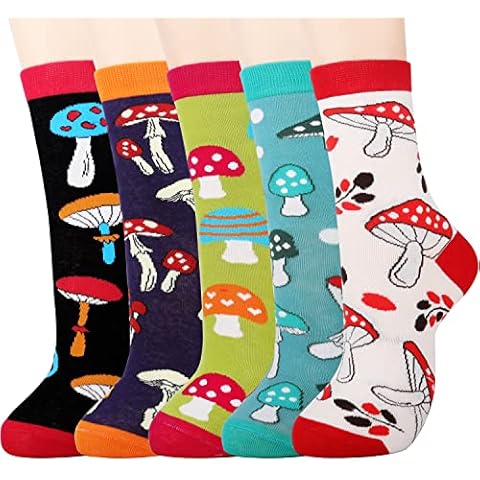 Jeasona 5 Pairs Mushroom Socks Women 4-7 Cotton Mushroom Gifts for Women Mushroom Themed Gifts Cute Mushroom Gifts for Girls Kids Teens Cover