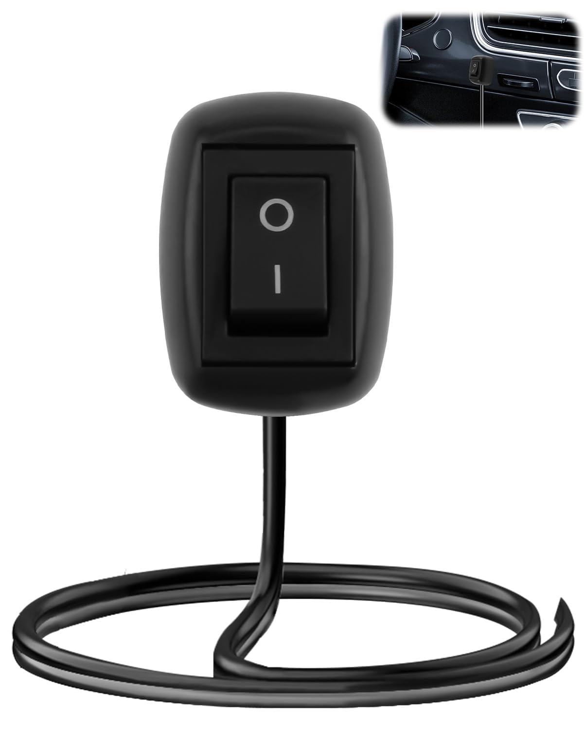 Interruptor pulsador para coche DIY de 12 V, encendido/apagado SPST con cables, para faros antiniebla, tiras LED y más – longitud del cable 60 cm, negro